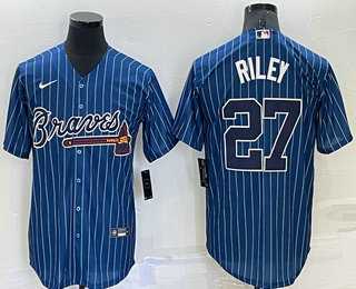 Atlanta Braves #27 Austin Riley Navy Blue Pinstripe Stitched MLB Cool Base Nike Jersey,We sell and wholesale Atlanta Braves #27 Austin Riley Navy Blue Pinstripe Stitched MLB Cool Base Nike Jersey on line form chian!